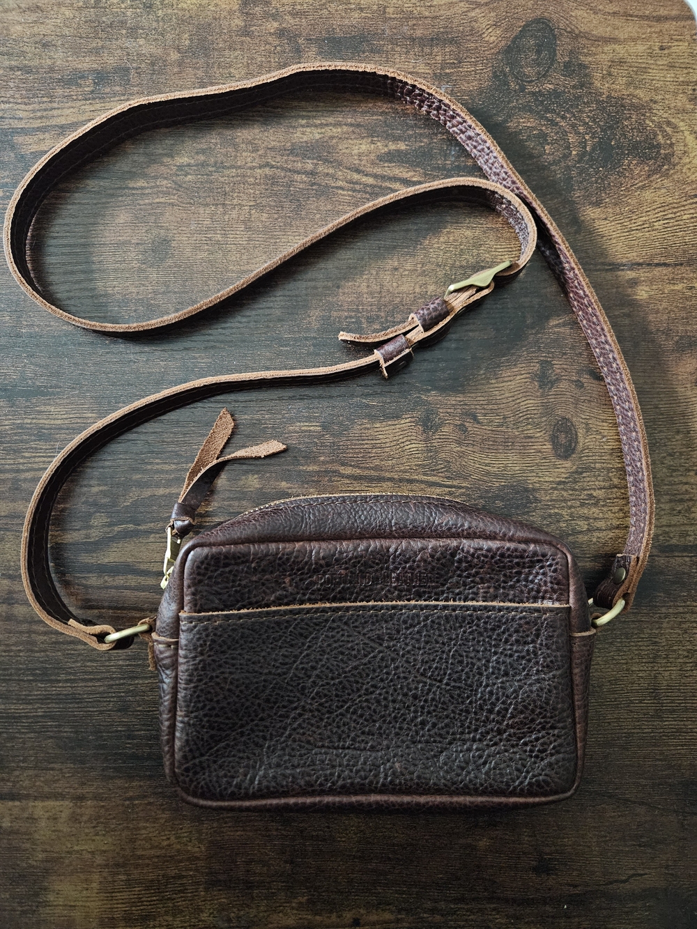 Portland Leather Small Camera Bag Purse - Coldbrew